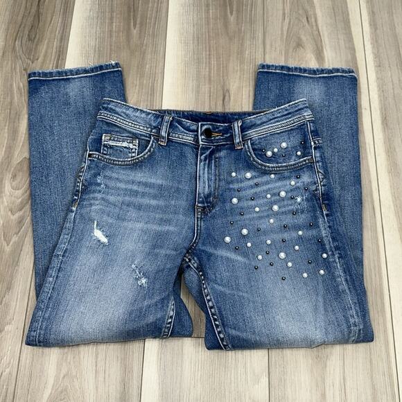 Zara embellished distressed denim jeans size 4 - Picture 5 of 9
